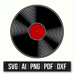 Schallplatte SVG | Schallplatte Clipart | Retro Plattenspieler Schnittdatei | Sofortdownload | DXF | Cricut Laser-Cut Gravur | DJ Wand-Kunst-Dekor