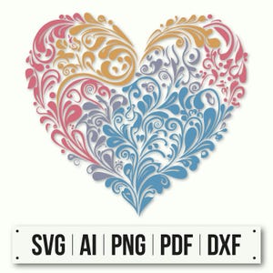 Pacote Floral Heart Svg | Hand Drawn Heart Svg | Love Svg para Cricut | Valentine’s Day Svg | Arquivos de corte de casamento | Nature-Inspired Svg
