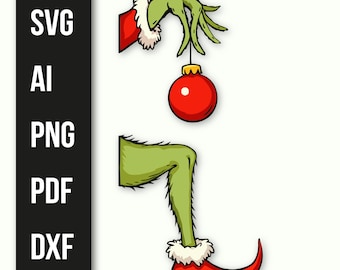 Christmas Window Decor Grinch Stealing | Festive Window Art | Instant Download | Grinch Gesture Christmas Decorations PNG SVG DFX