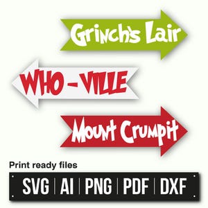 Grinch SVG| Funny Grinch Sign for Christmas Decorations | Grinch's Lair | Whoville SVG | Mount Crumpit Arrows| Christmas SVG Bundle