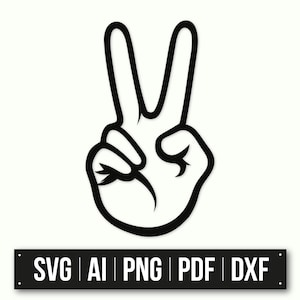 Mano de la paz Svg / Signo de la paz Svg, Dedos de la paz Svg, Signo de dos dedos / Archivo de corte de contorno Cricut / Diseño del Día Internacional de la Paz dxf / Descarga instantánea