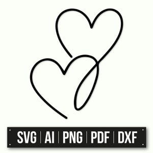 Sammanflätade hjärtan minimalistisk design | Direkt nedladdning | Bröllopshjärtdekor | Silhouette Cricut-filer