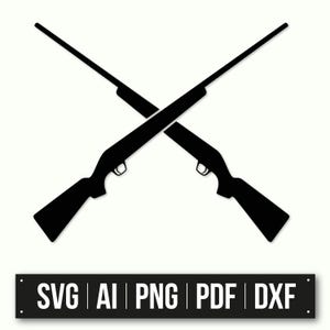 Silhueta de Rifles Cruzados | Download Instantâneo | Decoração de Caça SVG | Arquivo de Corte de Rifle | Design de Estêncil | Projeto DIY