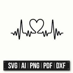 Heartbeat Line Art | Heartbeat SVG | Heartbeat Clipart | Heartbeat Vector | Love Symbol | Medical Heartbeat | DIY Projects
