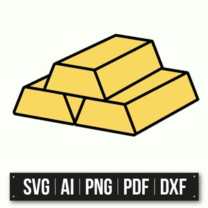 Clipart ze sztabkami złota | Grafika wektorowa | Plik do cięcia SVG | Ilustrator AI | Obraz PNG | Format DxF | Materiały do rękodzieła | Projekt graficzny