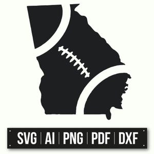 Georgia State Silhouette | Football SVG Design | Instant Download | Georgia Map Art | Sports Cut File | Cricut Design | DIY Craft Project