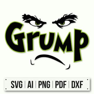 Grumpy Christmas Grinch Face Svg | Instant Download | Grinch Face Silhouette | Grinchmas Decorations | Holiday SVG for DIY Projects