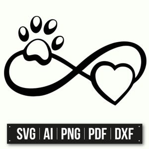 Oneindigheidspootsymbool | Ontwerp huisdierliefhebber | Hart- en pootafdruk | Minimalistische kunst |  Gepersonaliseerde cadeaus | DIY-knutsels