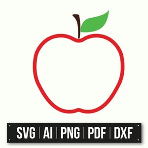 Minimalist Apple Illustration | Red Apple Art | Apple Clipart | SVG Cut File | Apple Vector | Instant Download | DIY Projects