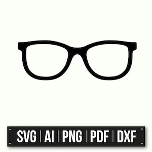 Minimalist Glasses Silhouette | Fashion Accessory Design | Instant Download | Glasses Vector | SVG PNG PdF AI DxF | Optical Elements