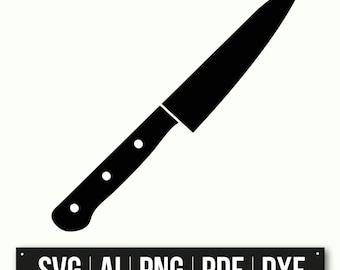 Knife Silhouette | SVG Knife Template | Cut File For Cricut | Chef Knife Illustration | Culinary Art | Instant Download