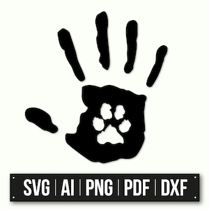 Handprint Paw Print Silhouette Art | Instant Download | Pet Owner Design | DIY Craft Files | Animal Lover Gift | Vector Graphic