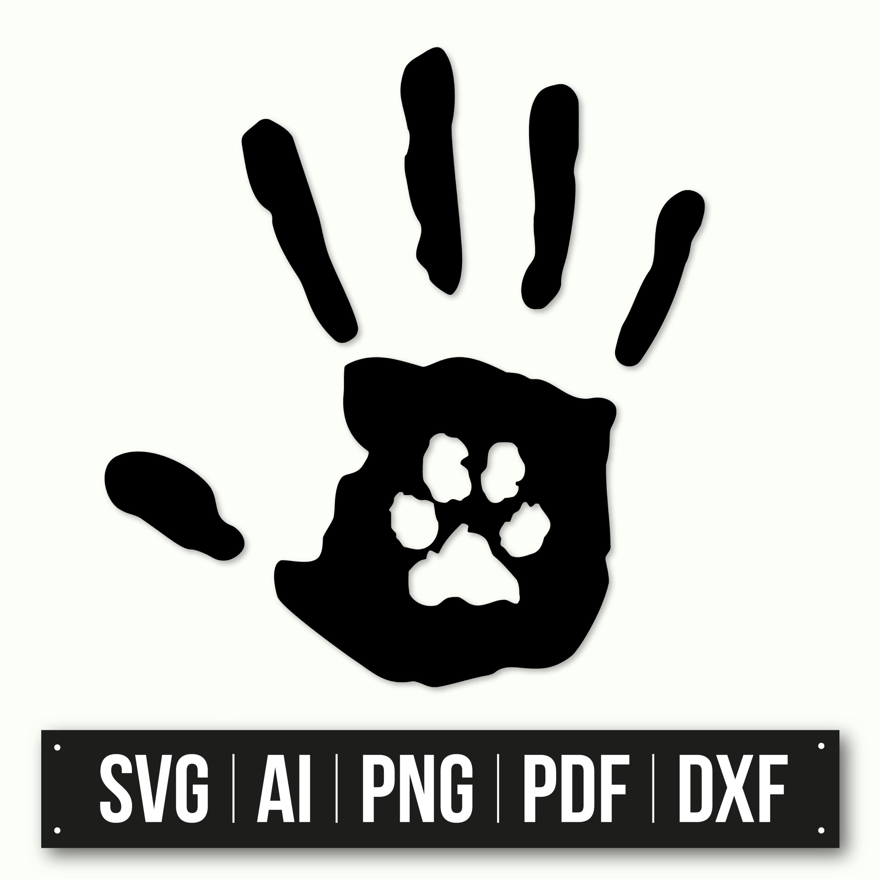 Handprint Paw Print Silhouette Art | Instant Download | Pet Owner Design | DIY Craft Files | Animal Lover Gift | Vector Graphic