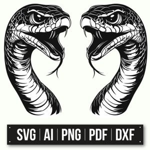 Agressief slangenkopontwerp | Zwart-witte slangillustratie | Direct downloaden | Vectorkunst slang | Reptielen Clipart