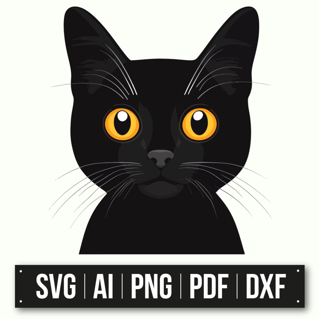 黒猫のイラスト | ミニマリスト猫のデザイン | 覗く猫のクリップアート
