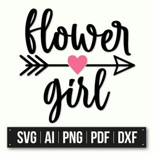 Flower Girl SVG | Design de Coração e Flecha | Decoração de Casamento | Download Instantâneo | SVG de Festa de Noiva | Presente de Flower Girl | Arquivos de Artesanato