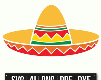 Mexikanischer Sombrero Clipart | Fiesta Hut SVG | Cinco De Mayo Dekor | Sofortdownload | Buntes Hut-Design | Mexikanische Party Dekoration