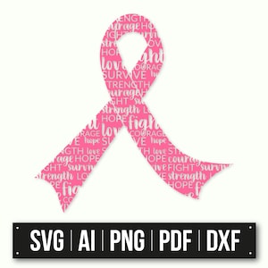 Pink Ribbon Cancer Awareness SVG | Instant Download | Breast Cancer Ribbon Cut File | Awareness Ribbon SVG for Cricut | Fight Cancer