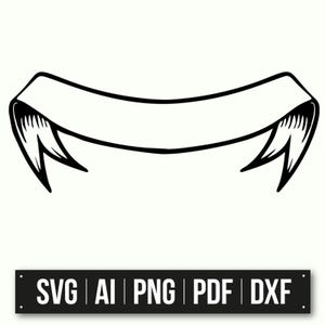 Black And White Ribbon Banner Vector Design | Instant Download | SVG AI PnG PDF DxF | Graphic Element For Logos Invitations
