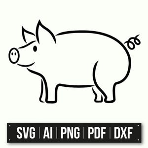 Minimalist Pig Illustration | Outline Drawing |  Farm Animal Art | DIY Craft Projects | Kids Room Decor