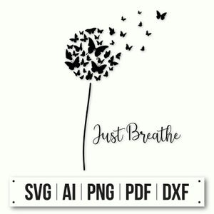 Löwenzahn Schmetterling SVG | Sofortdownload | Löwenzahn-Silhouette | Schmetterling Wand Kunst SVG | Cricut-Datei | Löwenzahn Wand Kunst Druck