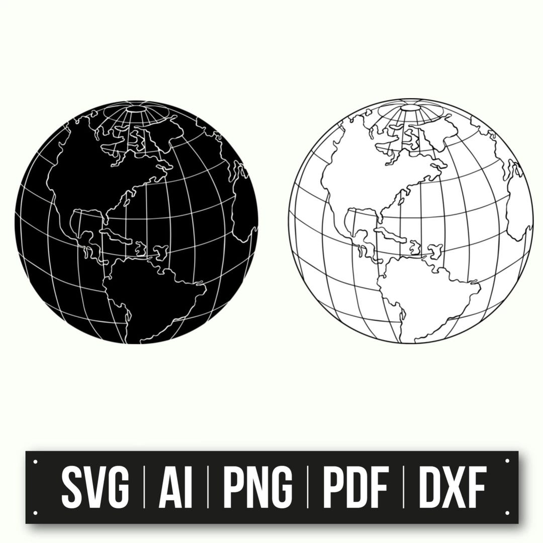 Globe Clipart | World Map Vector | Earth Silhouette | Geography Decor ...