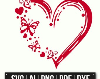 Heart Butterfly Design | Valentine's Day SVG | Romantic Decor | Butterfly Love Art | Wedding Clipart | Instant Download