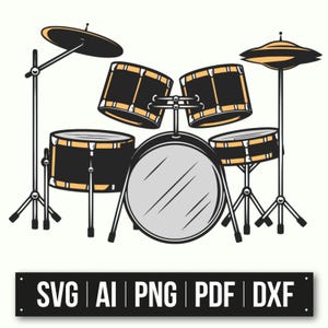 Vector Drum Set Illustration | Instant Download | Music Instrument Art | Drum Kit SVG | Printable Design | Gift For Drummer | Music Decor