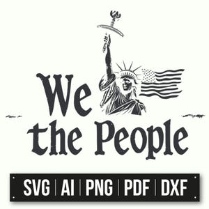 We The People Design Gráfico | Estátua da Liberdade com Espada | Arte da Bandeira Americana | Arte de Parede Patriótica | Download Instantâneo | Decoração de Casa