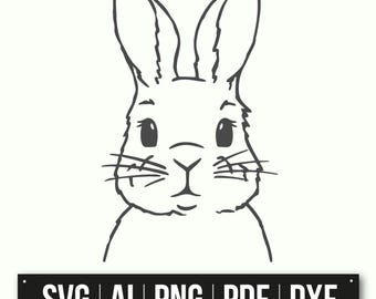Minimalist Rabbit Illustration | Instant Download | Cute Bunny Head SVG | Vector Design | DIY Project | Easter Bunny Face | Home Decor