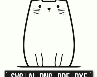 Minimalist Cat Illustration | Black And White Cat Art | Instant Download | Cat SVG File | Cute Cat Design | Cat Lover Gift | Vector Cat Art