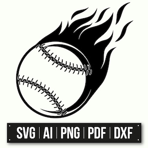 Flaming Baseball Graphic Design | Instant Download | Baseball SVG PNG DXF | Sports Decor | Baseball Lover Gift | Custom T-Shirt Design