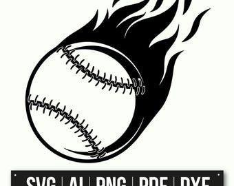 Flaming Baseball Graphic Design | Instant Download | Baseball SVG PNG DXF | Sports Decor | Baseball Lover Gift | Custom T-Shirt Design