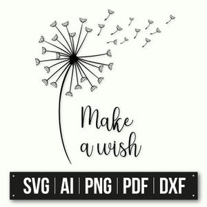 Dandelion Make a Wish SVG | Instant Download | Dandelion Blowing SVG  | Inspirational Quote SVG | Quote Design | Inspirational Cut File