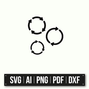 May include: Three black circular arrows pointing clockwise, forming a continuous loop. The arrows are of different sizes and are arranged in a cluster.