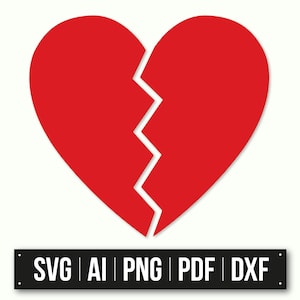 Red Broken Heart Clipart | Instant Download | Heart SVG | Valentine&#39;s Day Design | Romantic Gift | Love Symbol | Crafts And DIY