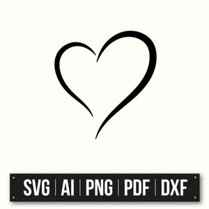 Minimalistyczny projekt serca | Czarno-biała sztuka | Plik SVG serca | Clipart symbolu miłości | Szablon rzemiosła DIY | Natychmiastowe pobranie