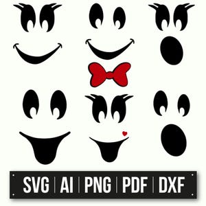 Pakiet SVG z twarzami z kreskówek | Uroczy, zabawny clipart twarzy | Twarz emoji SVG PnG | Projekt twarzy z wyrazem | Elementy do majsterkowania