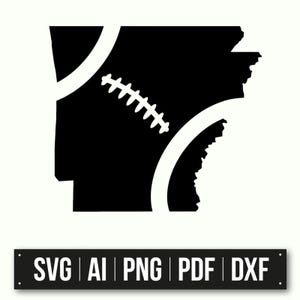 Silueta de fútbol del estado de Arkansas / Regalo para fanáticos del fútbol / Decoración deportiva / Orgullo de Arkansas / Descarga instantánea