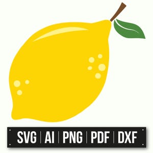 Lemon Vector Art SVG | Printable Lemon Clipart | Kitchen Decor | Craft Supplies | Bright Citrus Fruit Design