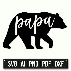 Silhouette de papa ours | Famille d'ours personnalisée SVG | Téléchargement instantané | Cadeau fête des pères | Fichiers SVG papa ours | Fichier de coupe Cricut