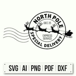 Nordpol-Sonderlieferung Stempel SVG, Santa Mail SVG, Weihnachtsmarke, Lieber Nikolaus SVG, Postsack, Nikolaustasche, Weihnachtsanhänger und Brief