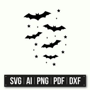 Bat Silhouette And Star Pattern | Halloween Decor | Instant Download | Crafting Files | DIY Projects | Spooky Design | Cutting Files