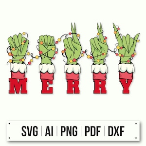 Grinch Hands Svg | Grinch Face Theme | Instant Download DXF| Grinch Face Silhouette | Christmas Grinch Face PNG | Merry Grinchmas Designs |