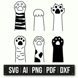 Clipart dierenpoot | Vector dierlijk ontwerp | Zwart-witillustratie | Kunst met huisdierthema | Kat en hond pootafdruk | SVG-bundel