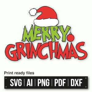 Grinch Christmas sign SVG, Merry Grinchmas Silhouette Design, Christmas Grinch Face Illustration, Holiday Grinch Face SVG