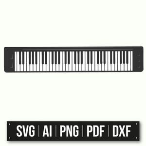 Imagen vectorial de teclado de piano / Descarga instantánea / Música SVG PNG PdF DXF / Gráfico de teclas de piano / Diseño de instrumentos musicales / Arte musical creativo