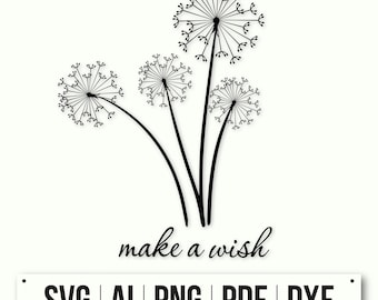 Dandelions SVG | Instant Download | Floral Design SVG | Wildflower Clipart | Dandelion Silhouette Clipart