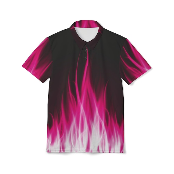 Pink Airbrushed Flames. Customizeable Unisex Polo.