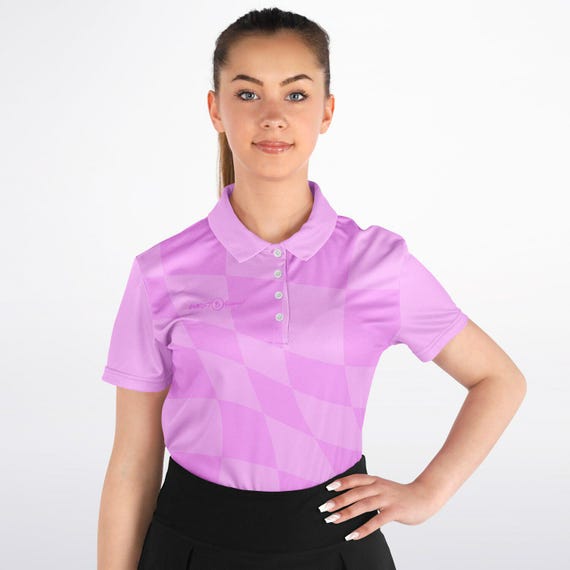 Bojana Pink Checkered Polo, Cueist Apparel Pro Team